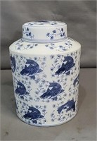 Blue & White Koi Fish Jar - Note