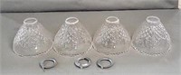 Four (4) Pressed & Etched Glass Lamp Shaded