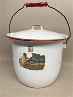 Porcelain enamel pail with lid