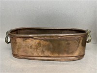Copper pan with brass handles 13" x 4 1/2”