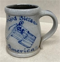 Rowe pottery God bless America mug