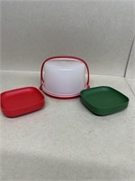 Child’s Tupperware, kick plate and plates