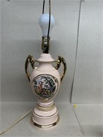 Hand painted Victorian photo on the table lamp