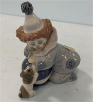 LLADRO Porcelain Clown and Dog Figurine