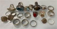 Group of .925 Sterling Rings, Pin, and Earrings