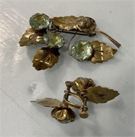 Sterling Flower Pin and Earrings