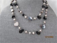 Necklace 24" Shell & Pearl Two Strands