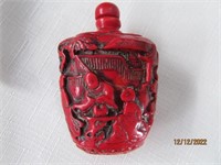 Chinese Snuff Bottle Red Carved