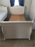 Twin bed frame with rails and plywood base