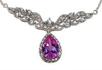 Elegant Pear Cut Pink Sapphire Evening Necklace