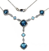 Quality 5.65 ct Swiss + London Blue Topaz Necklace