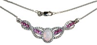 Opal & Pink Sapphire Evening Necklace
