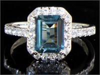 Emerald Cut 2.00 ct London Blue Topaz Ring