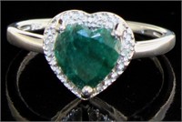 Heart Shape 2.40 ct Emerald & Diamond Ring