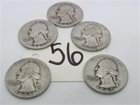 5 1945 Silver Quarters