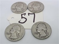 4 1942 Silver Quarters