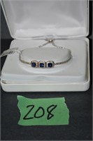 White Sapphire bracelet 9" Sterling silver