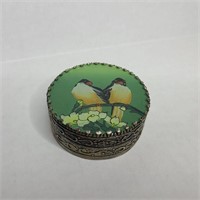 Vintage Hand Painted Mirrored Snuff Box