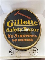 Gillette Safety Razor Glass Lighted Sign - 1940's?