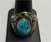 Men’s Large turquoise sterling silver ring, 13.30g