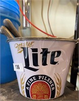 Miller Lite Advertisment Pail w/3 Ice Scoops