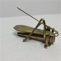 Mid Century Brass Bullet Grasshopper Sculpture