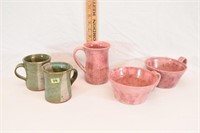 SIGNED POTTERY MUGS AND BOWLS