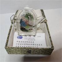 Hand Painted Glass Snuff Bottle Tea Pot