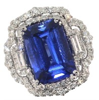 18k Gold 8.15 ct Sapphire & Diamond Ring