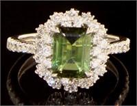14kt Gold 2.51 ct Green Tourmaline & Diamond Ring