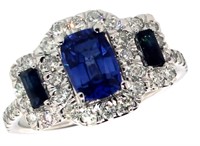 14k Gold 1.90 ct Cushion Sapphire & Diamond Ring