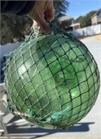 Lg. 14" Vintage Japanese Glass Fish Net Float Ball