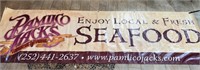 Pamlico Jacks Canvas Enjoy Seafood Banner Sign