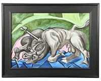 Pablo Picasso (in style) Dying Bull Oil Painting