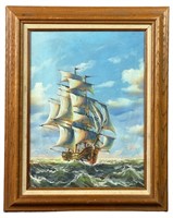 Unknown Artist- Maritime Sailing Ship Oil Painting