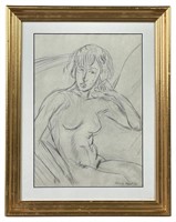 Nude Girl Pencil Drawing in style of Henri Matisse