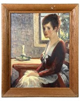 Unknown Artist- Lady by the Window Oil Painting