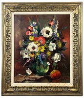 R. Faber- Still Life Flowers Oil Painting
