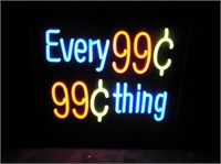 Everything 99 cents neon box sign