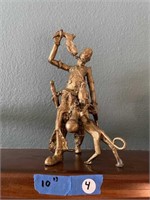 Vintage Benin Brass Hunter Sculpture (10")