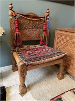 Vintage Low Cedar Carved Chair (36"x22"x20")