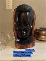 Handcarved Ebony Wood Bust from Tanzana (heavy)