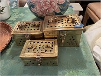 3pc Brass Cricket Boxes