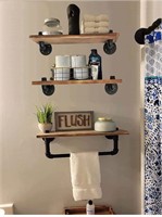 Industrial Pipe Bathroom Shelves with Towel bar