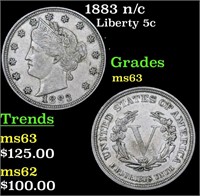 1883 n/c Liberty Nickel 5c Grades Select Unc
