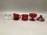 Red and Clear Coin Glass