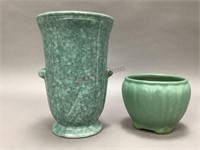 Green Art Pottery Planter and Vase