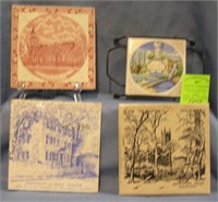 Group of early and vintage souvenir tiles