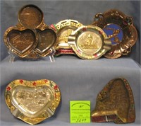Collection of vintage cast metal souvenir dishes
