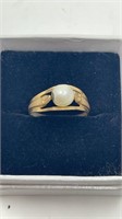 18k Gold Pearl Ring Size 8